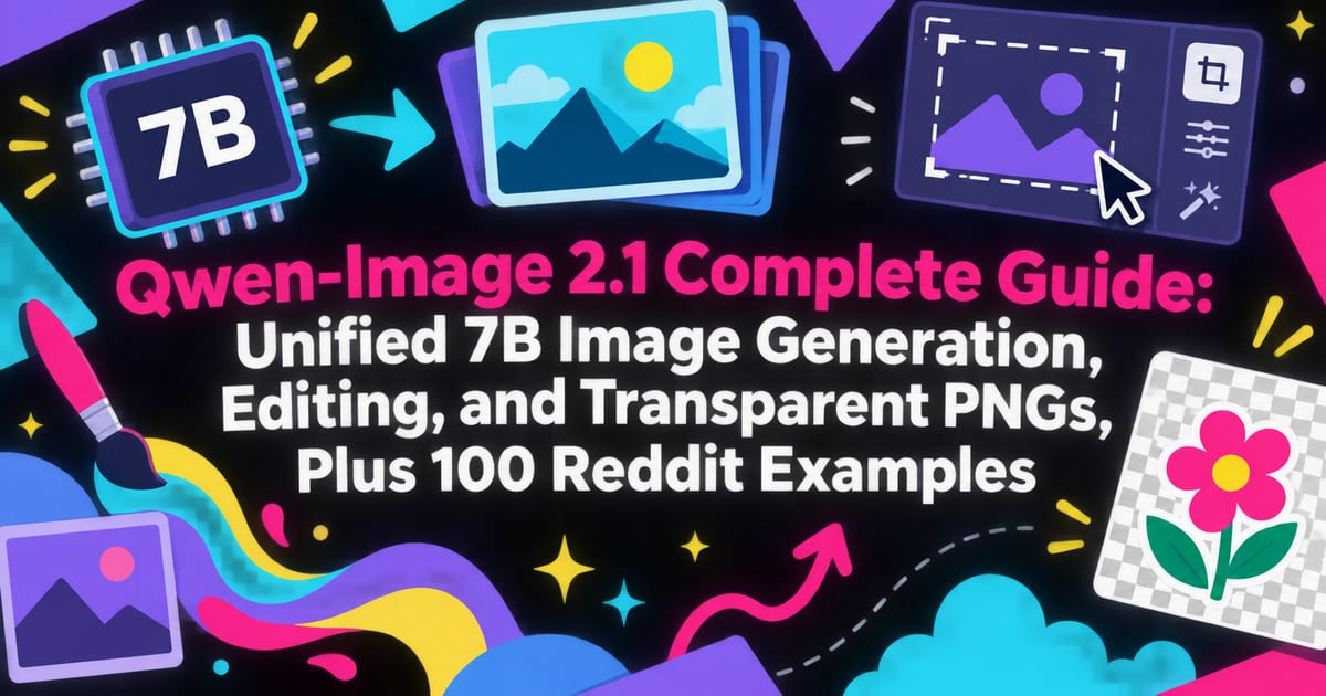 Qwen-Image 2.1 im vollständigen Leitfaden: Bildgenerierung, Bearbeitung und transparente PNGs mit 7B – 100 Reddit-Beispiele