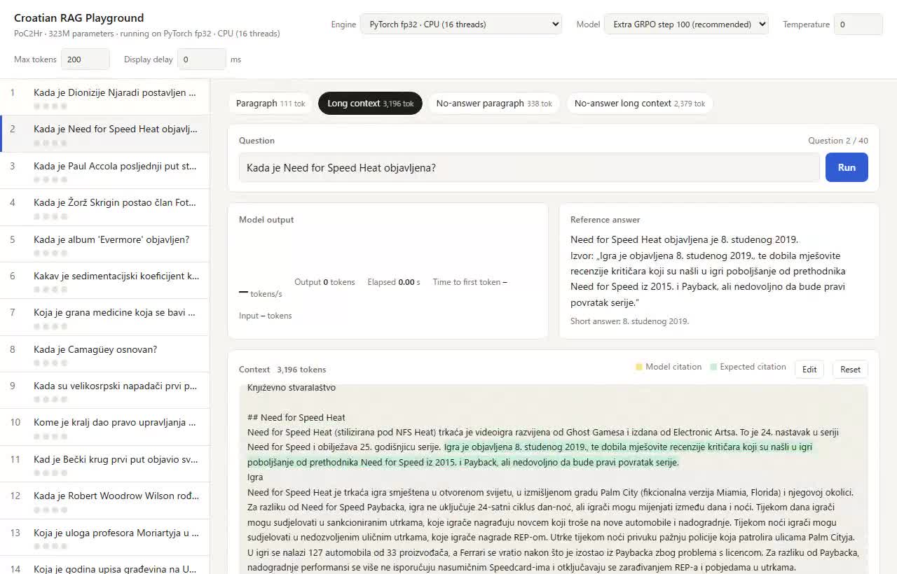 PyTorch fp32 auf der CPU bei der Beantwortung einer Frage mit langem Kontext